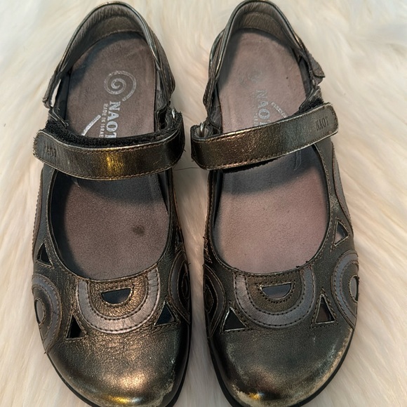 Naot Leather Slingback Mary Jane Metallic Sandal Size 36 - Picture 1 of 6